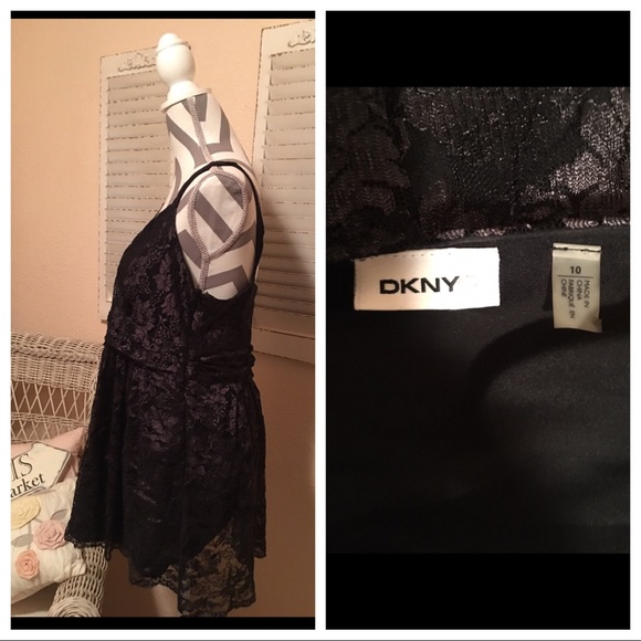 Black Silky Lace Mini Dress - Picture 2 of 5